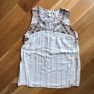 One September • Embroidered Linen Tank Top